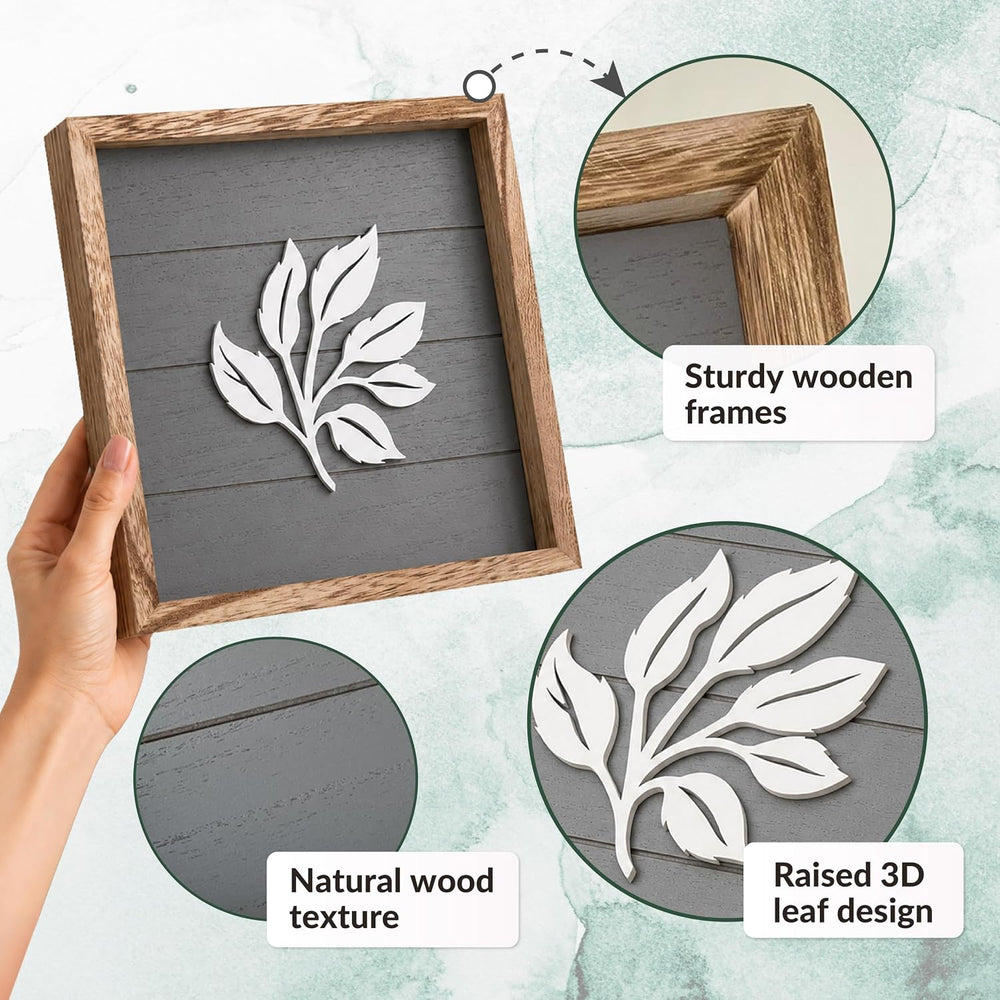 Tide and Tales 3D Botanical Leaf Wall Art, Set of 4, Bedroom Wall Art