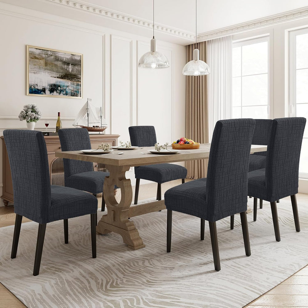 Stretch Chair Covers for Dining Chairs Set of 6, Charcoal Gray