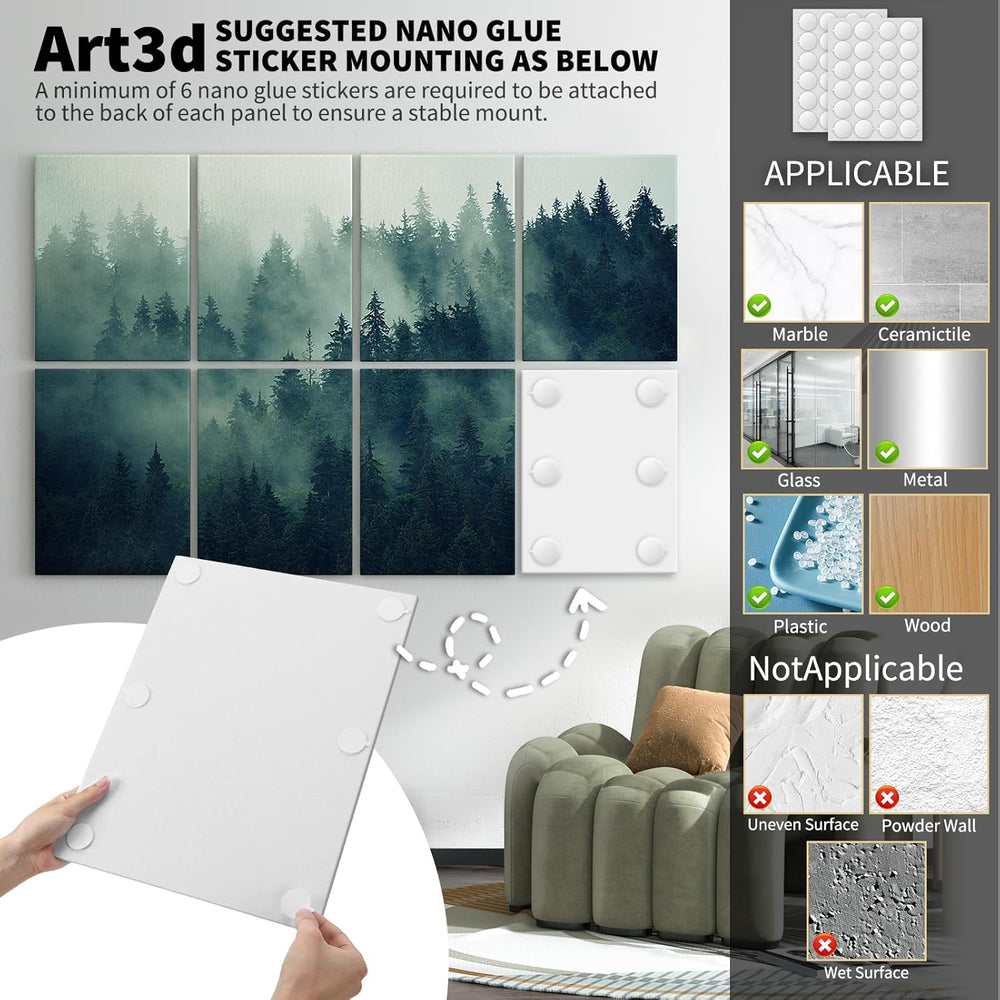Art3d Acoustic Wall Panels, 48 x 32 in Set, 8-Pack Decorative Wall Art