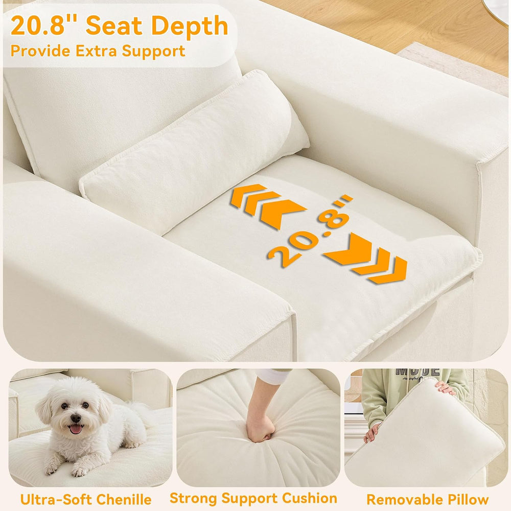 HUBSON Boneless Chaise Lounge Chair Indoor, Modern Deep Seat Boneless Chair w...