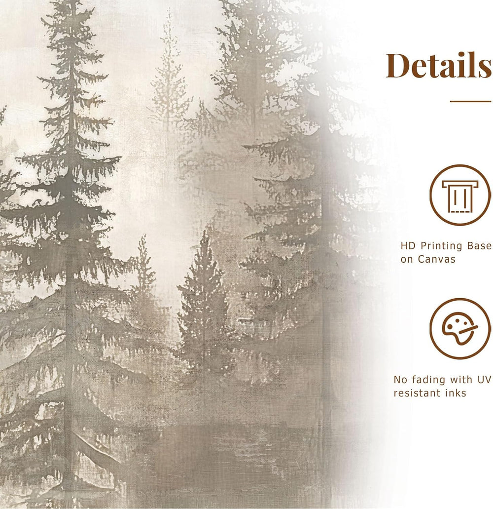 Zessonic Neutral Abstract Nordic Pine Forest Landscape Wall Art, 24"x36&...