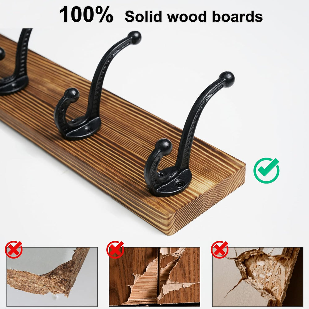 WEBI Rustic Coat Rack Wall Mount,24" Long 6 Cast Iron Coat Hooks Wall Mo...