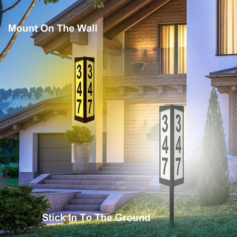3 Side Solar Address Numbers, Lighted House Numbers for Outside