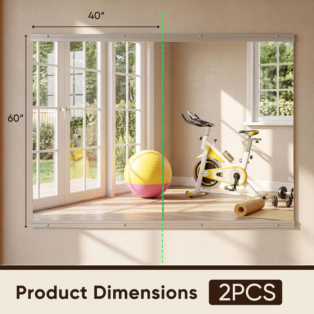 Antok Home Gym Mirror 60"x40" 2PCS, Wall‑Mounted Gym Mirror