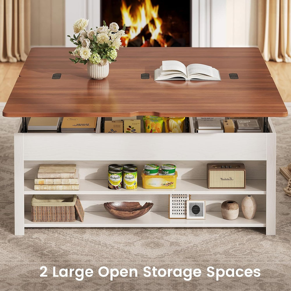 Itaar Lift Top Coffee Table with Storage Bench, Farmhouse Convertible Coffee ...