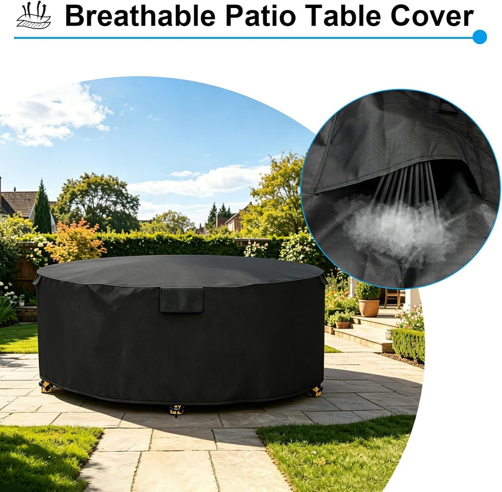Round Patio Table Cover Waterproof, 90.55“ Diax 28.35” H Heavy Duty Oxford Fa...
