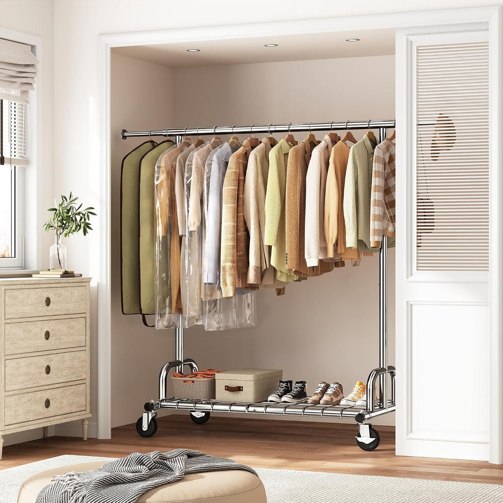 Raybee Heavy Duty Clothes Rack 530LBS Adjustable Rolling Clothes Rack