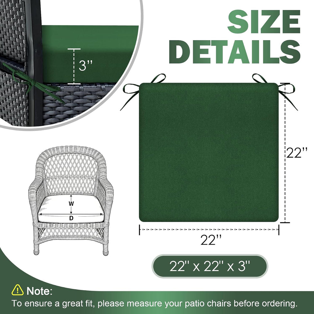 Outdoor Chair Cushions Set of 2, 22x22x3Inch Waterproof & Fade Resistant ...