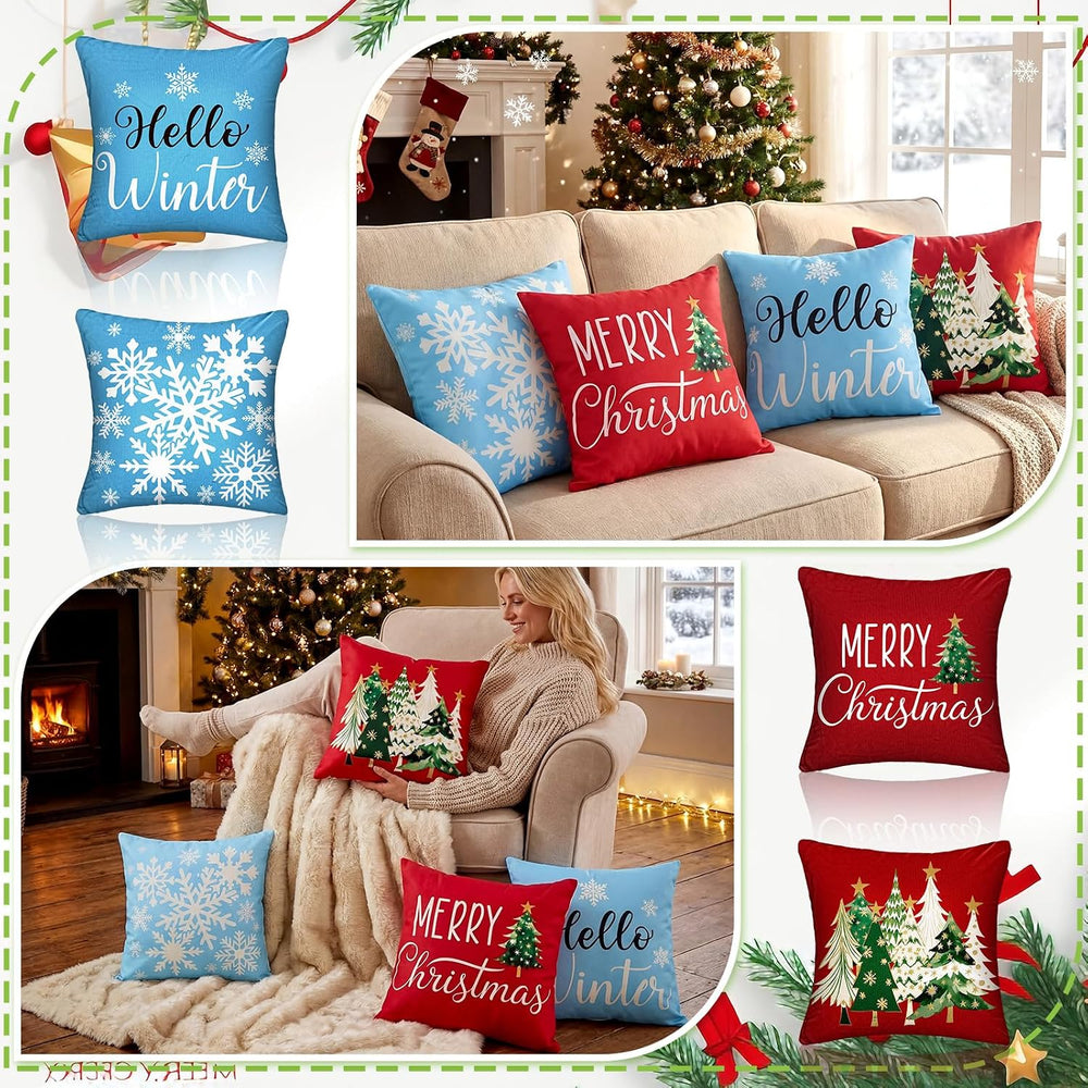 Mindsoft 20 Pcs Holiday Pillow Covers 18x18, Fall Christmas Throw Cover