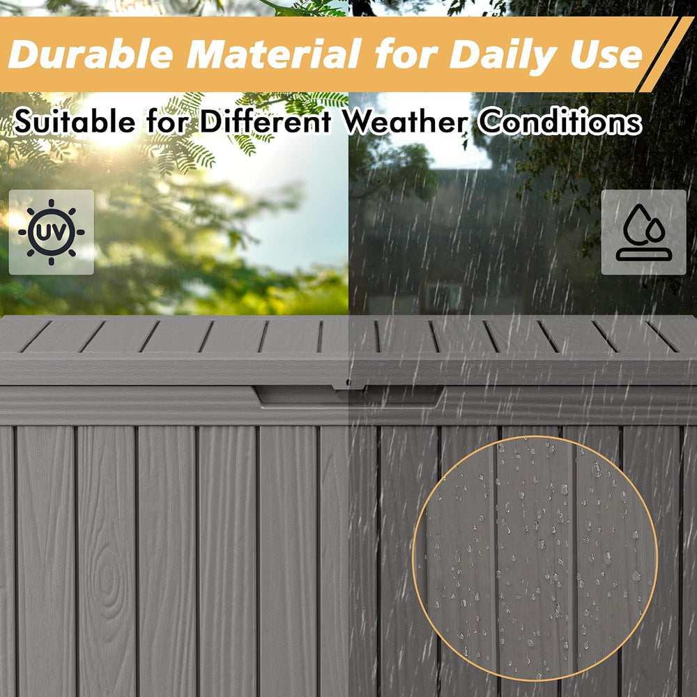 Fancyango 75 Gallon Large Outdoor Storage Deck Box Waterproof, Grey