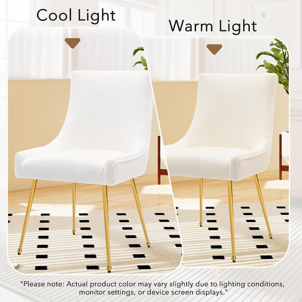 adochr Velvet Dining Chairs Set of 4 with Gold Metal Legs, Beige