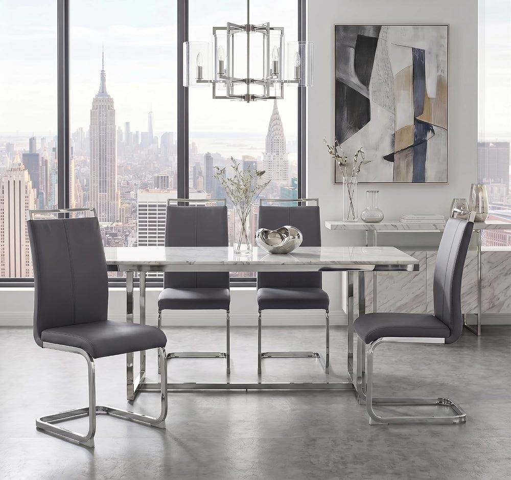 gopop Dining Chairs Set, Kitchen Modern Metal Chairs with Faux Leather Padded...