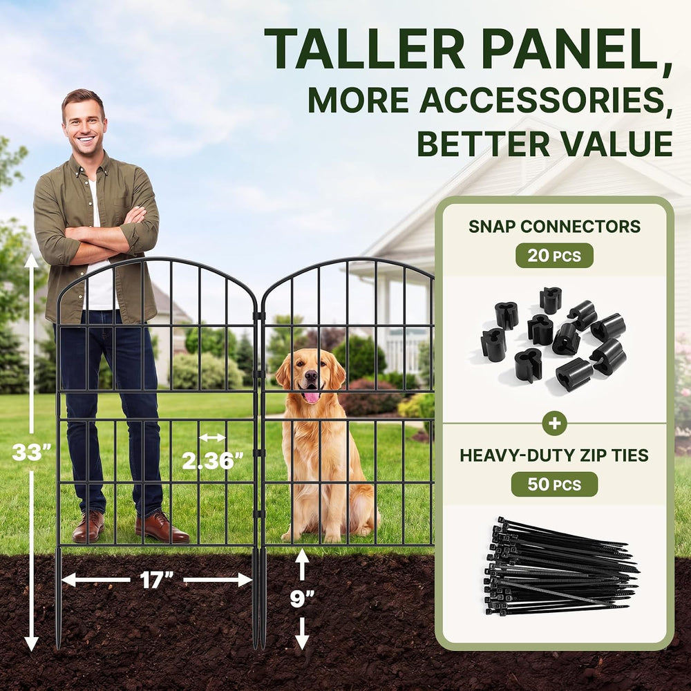 KIMAZO 32.5in (H) x 10ft (L) Tall Decorative Garden Fence - 7 Pack Garden Fen...