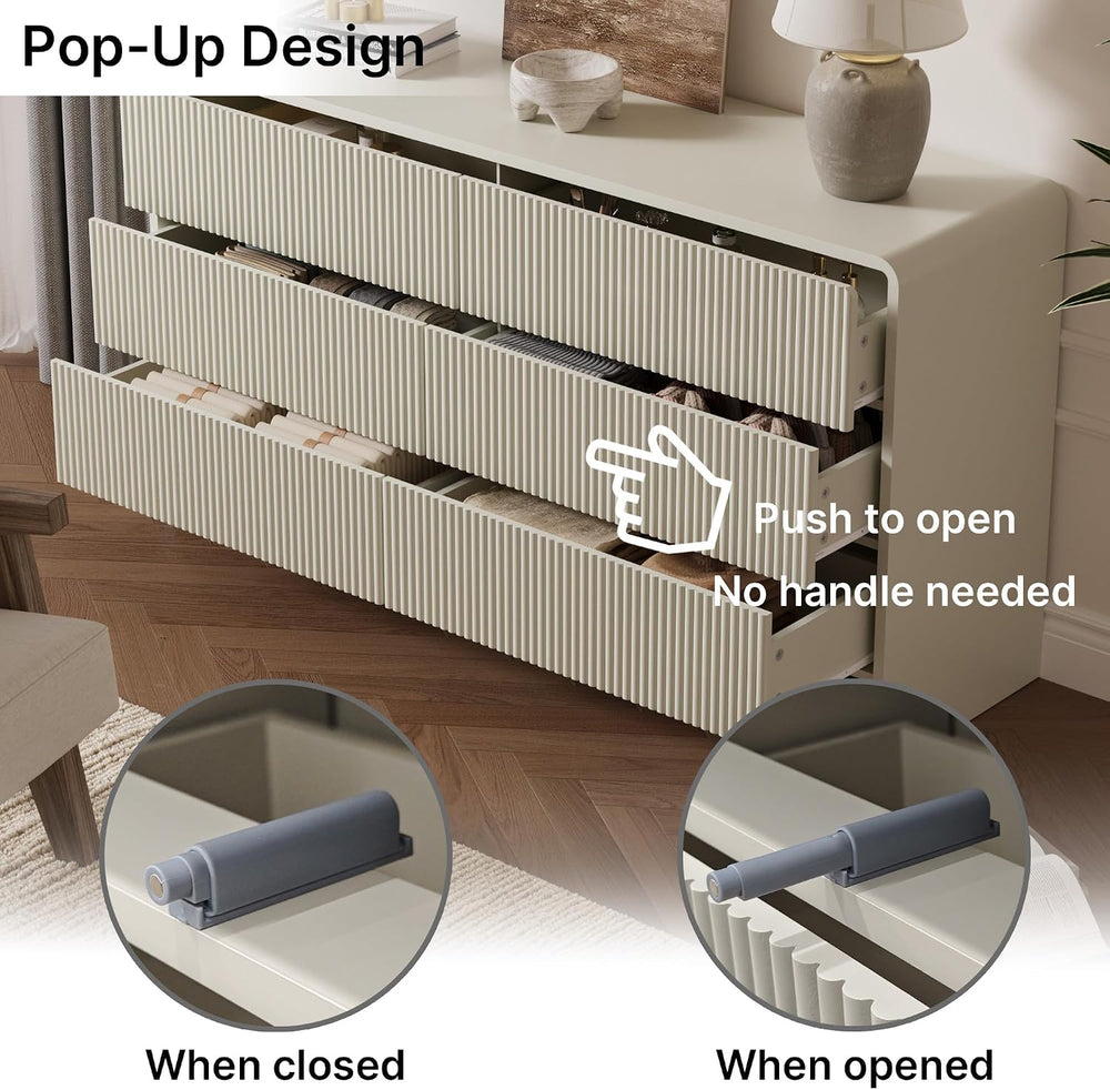 MAISONARIA 3-Piece Curved Dresser Bedroom Set, Beige