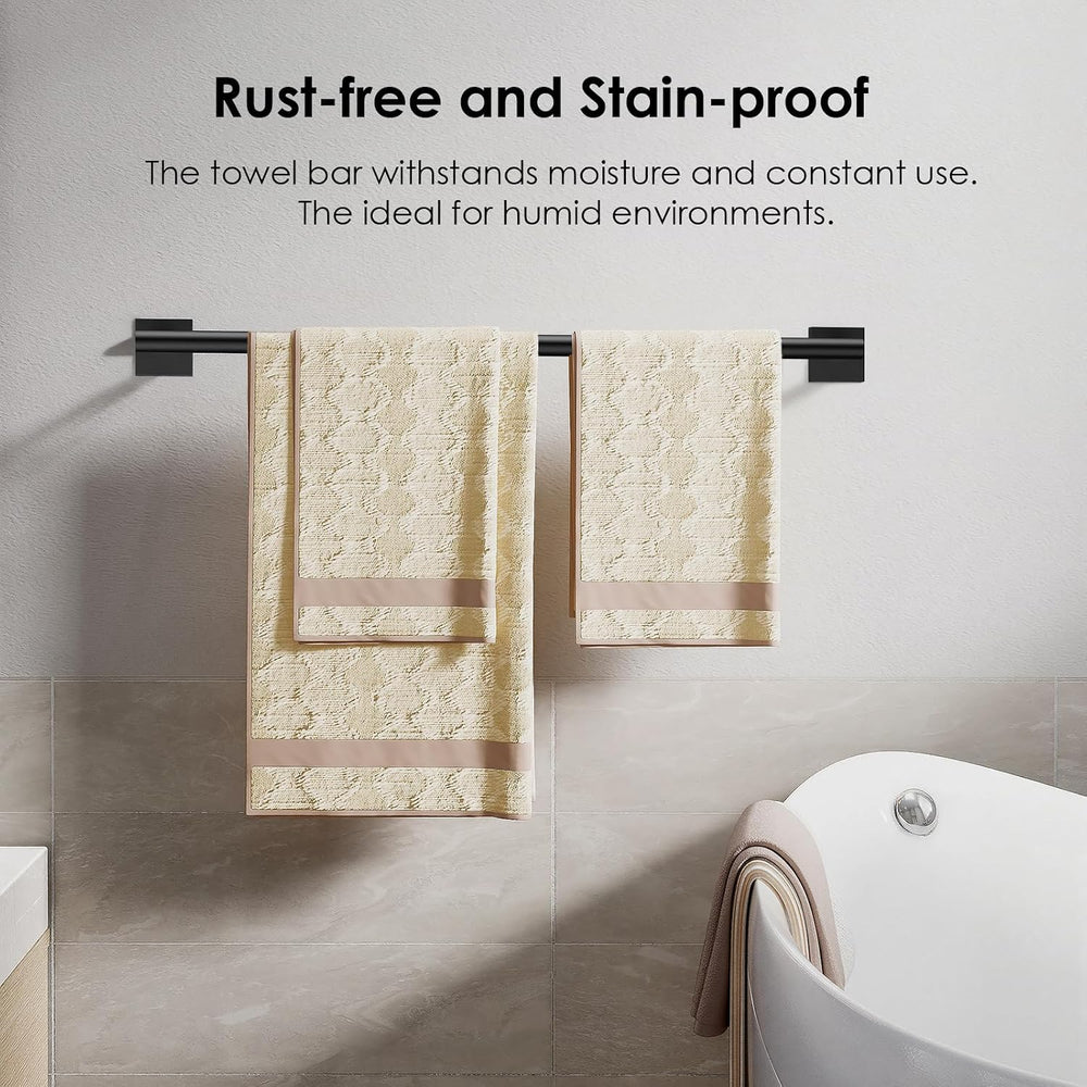 FORIOUS Towel Bar, 24 Inch Towel Racks for Bathroom Square Matte Black