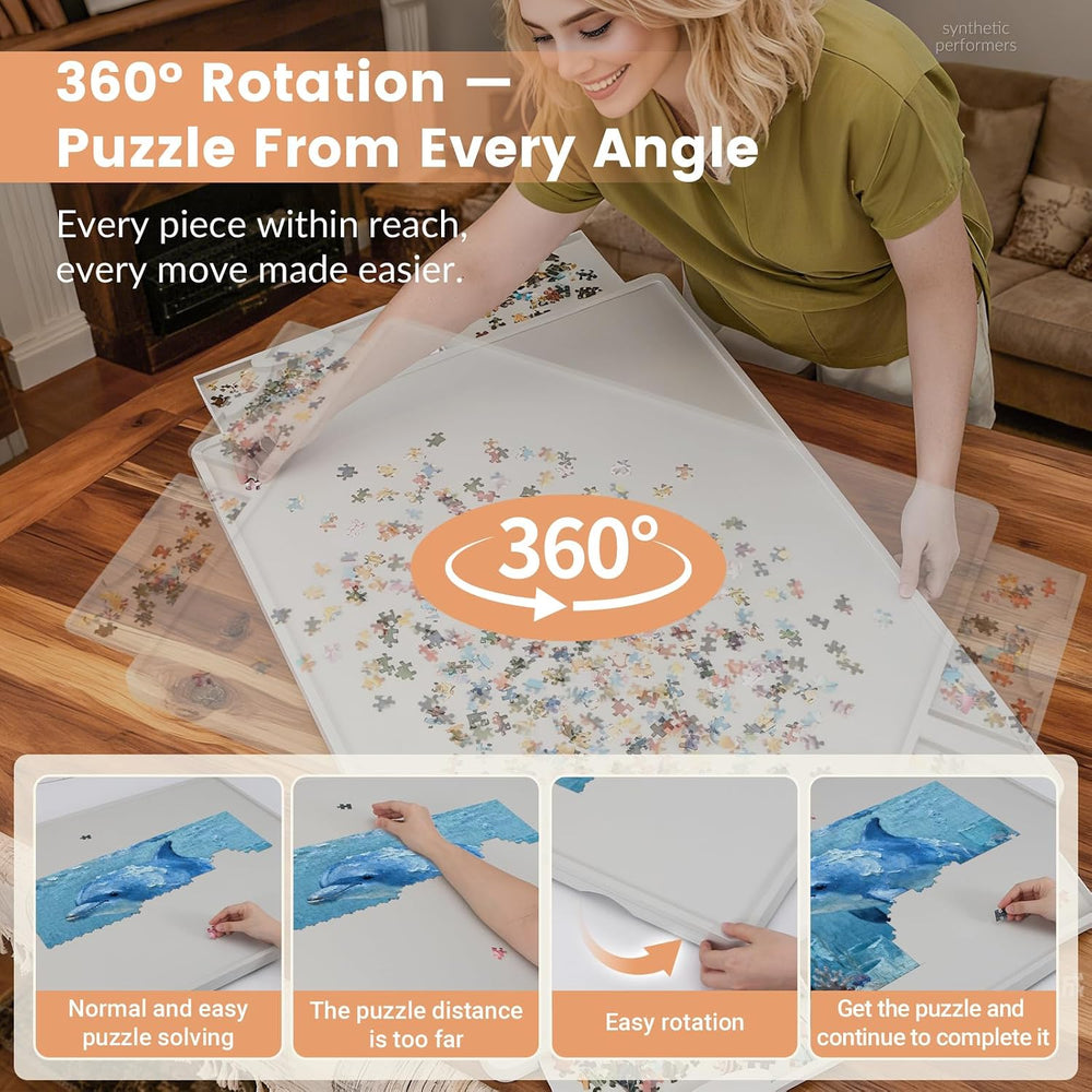 ALL4JIG 1500 Pieces Lightweight Rotating Plastic Puzzle Board with 6 Drawers ...