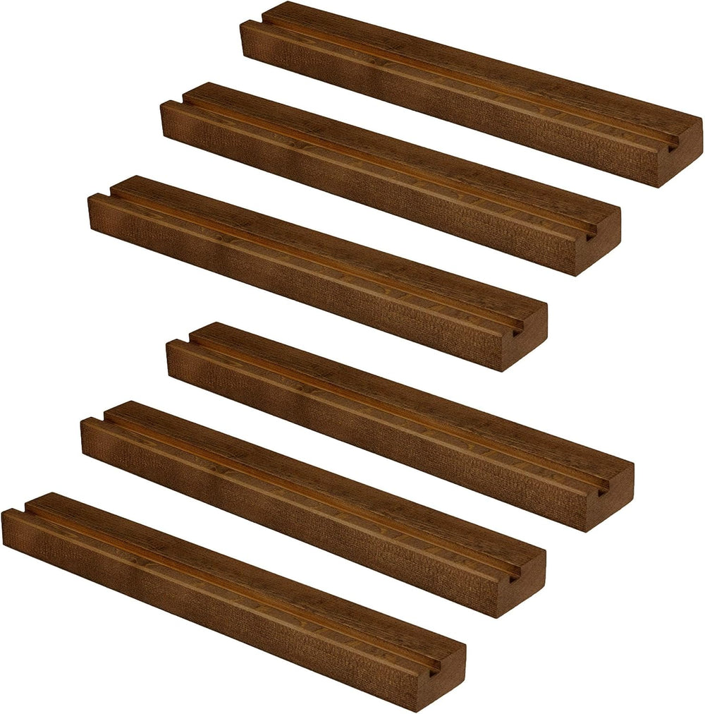 Ilyapa Vinyl Wall Mount Floating Record Shelves- 6 Pack, Espresso Wood
