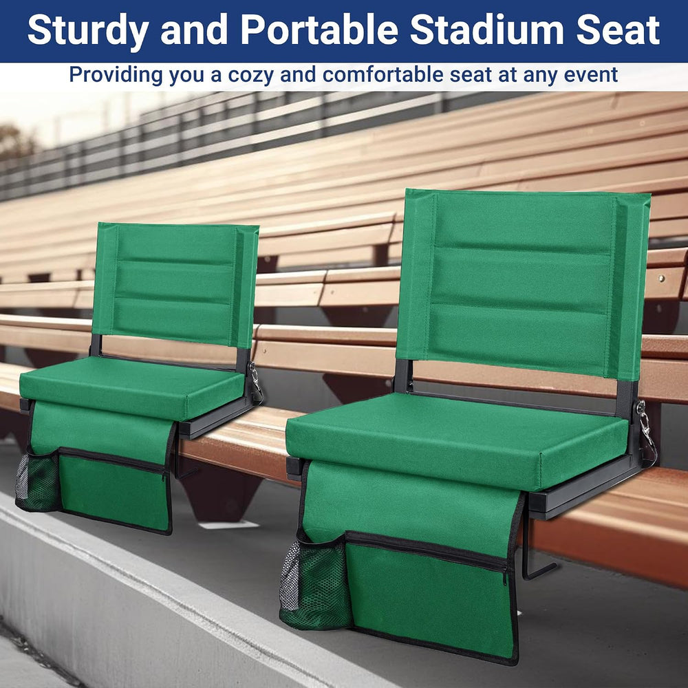 Stadium Seat for Bleachers with Back Support and Thick Padded Cushion