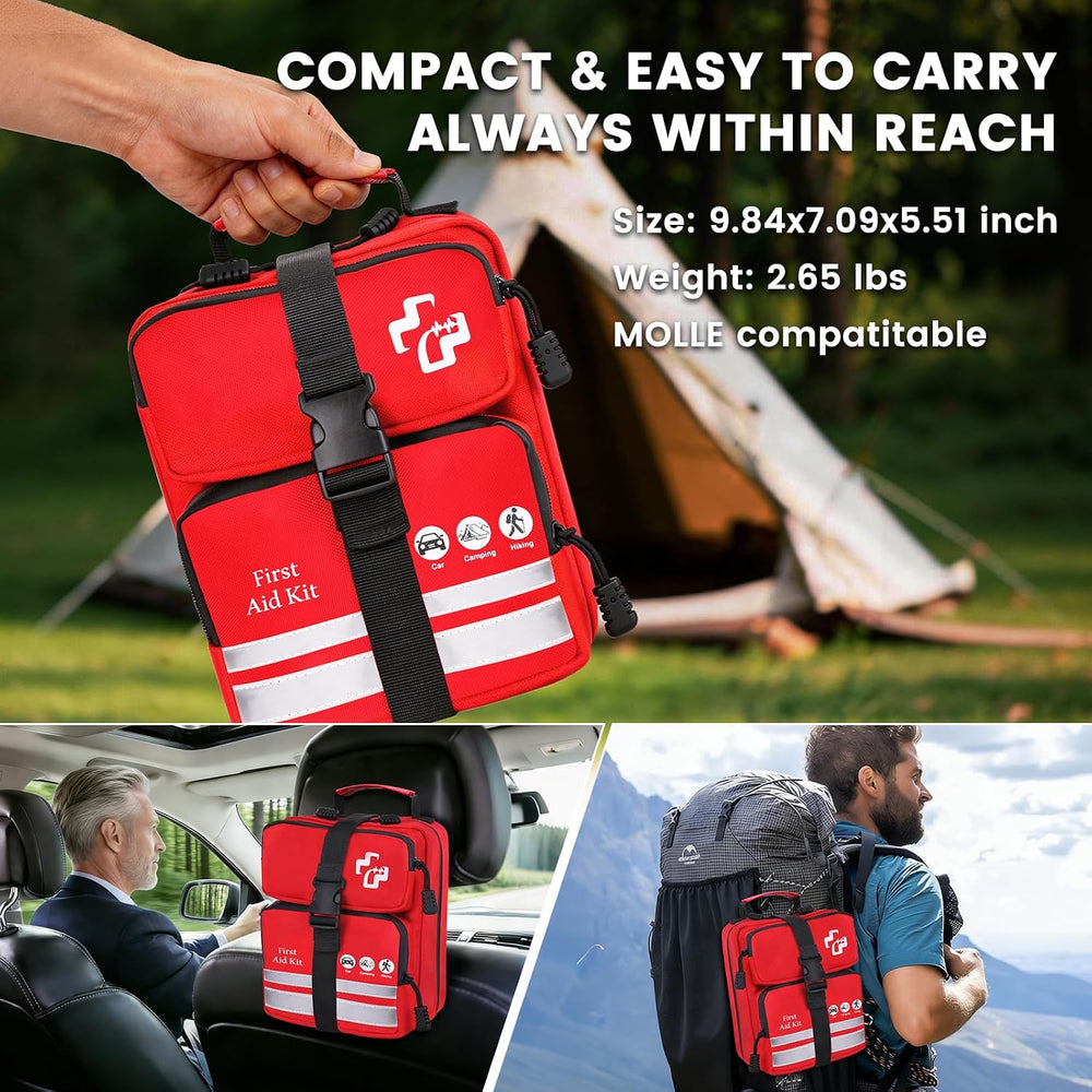 450 Piece Premium First Aid Kit, Water-Resistant Emergency Medical Kit with M...