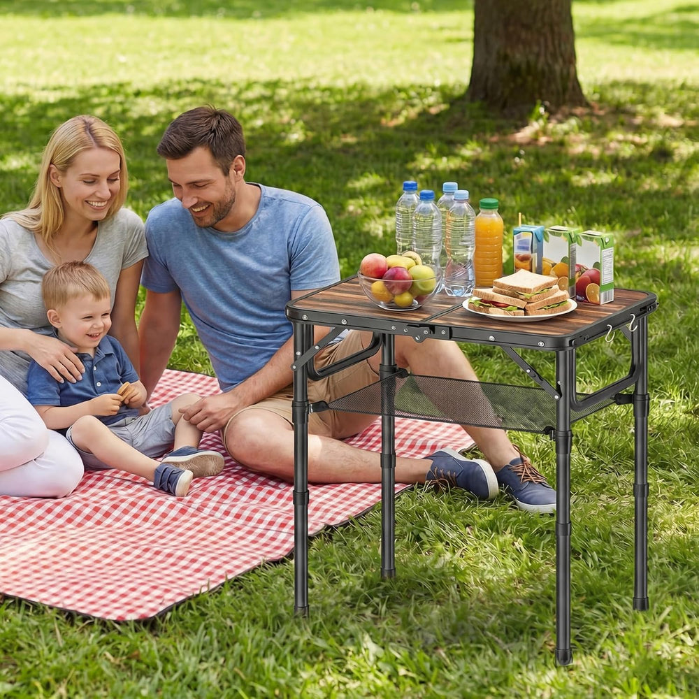 YihuiKo Folding Picnic Table with Storage Net, Foldable Camping Table