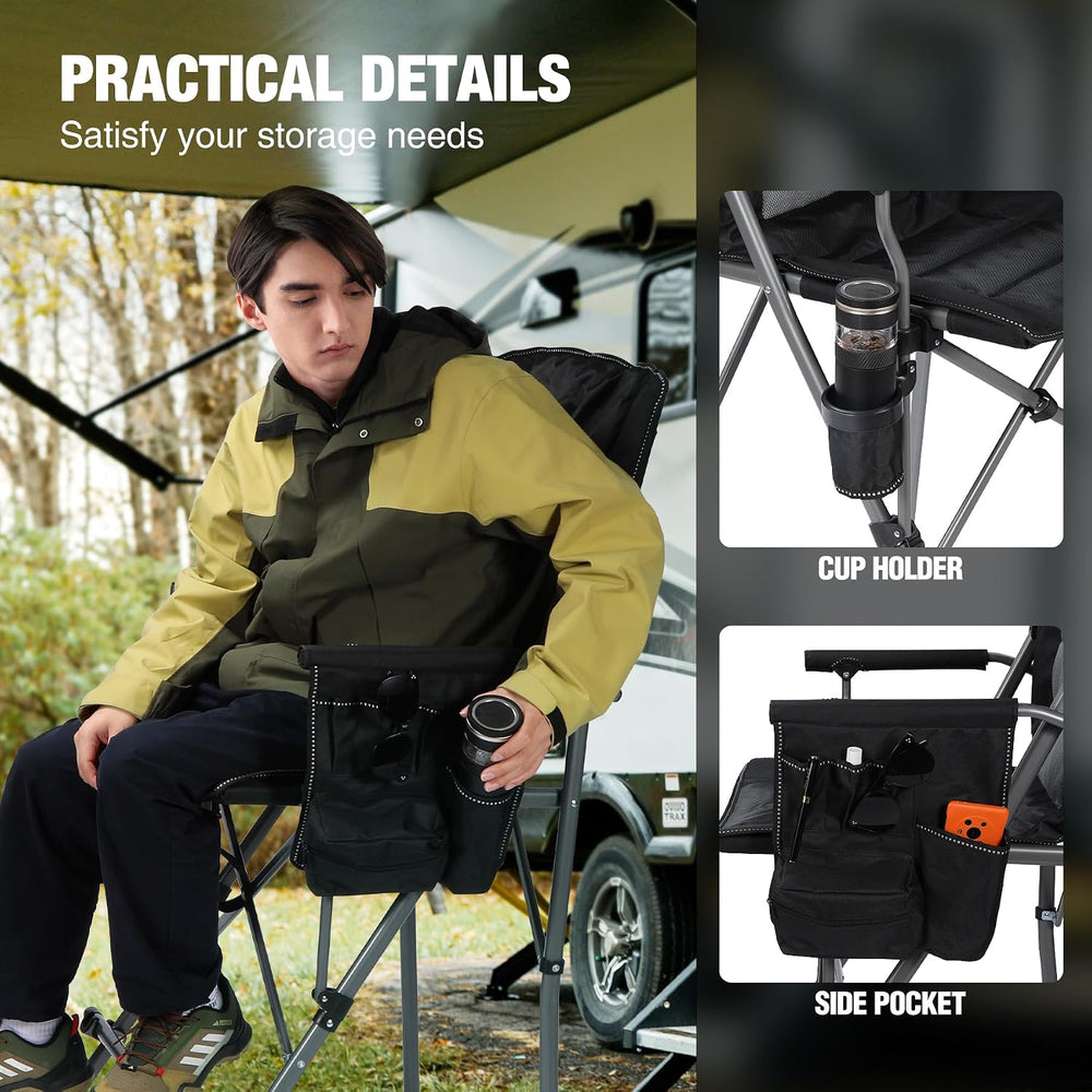 Extra Tall Folding Chairs for Adults 330lbs with Adjustable Backrest, Portabl...