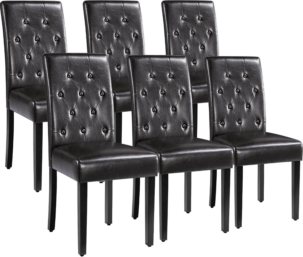 Yaheetech Dining Chairs Set of 6 Button Tufted Kitchen Chairs Brown