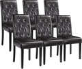 Yaheetech Dining Chairs Set of 6 Button Tufted Kitchen Chairs Brown