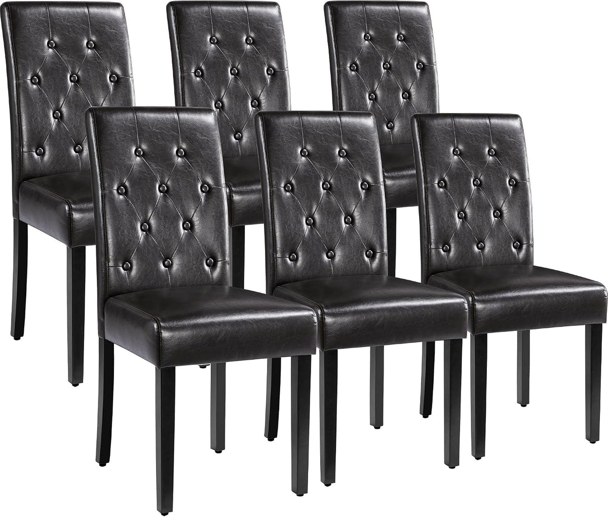 Yaheetech Dining Chairs Set of 6 Button Tufted Kitchen Chairs Brown