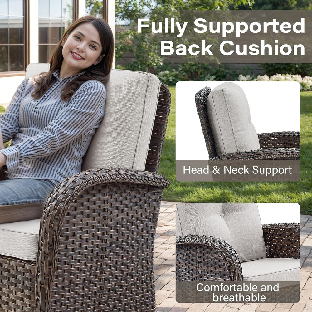 Belord 5 Piece Swivel Rocker Glider Outdoor Chairs Set of 2 with Ottoman and ...