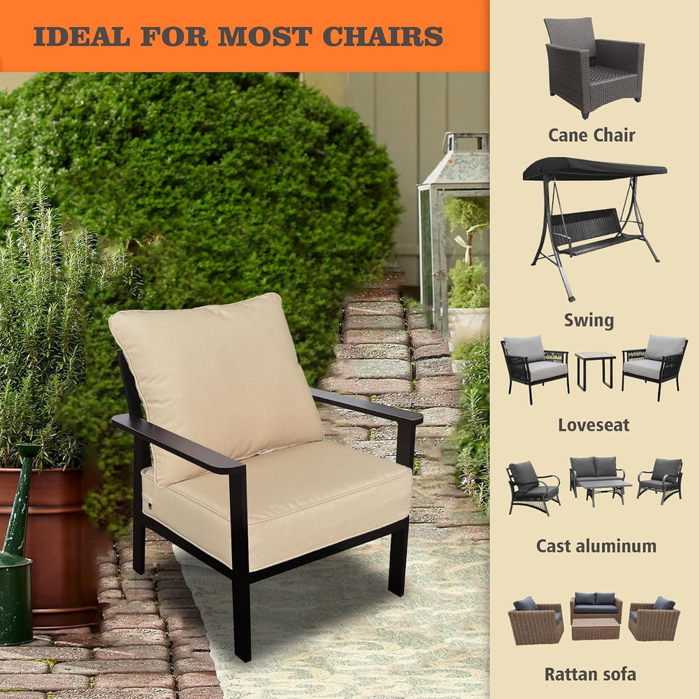 Goodgoods 22x24 Outdoor Deep Seat Cushions 2-Pack, 35D Foam, Beige