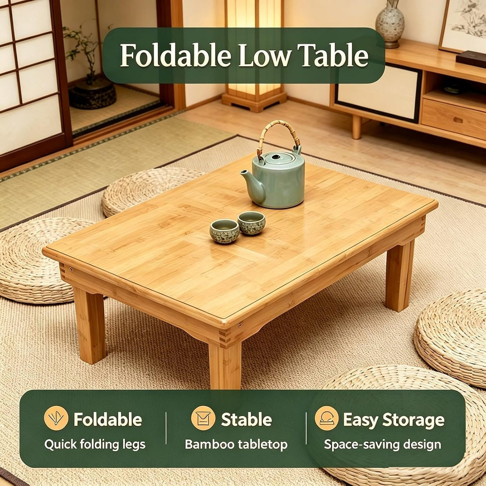 Folding Coffee Table Japanese Floor Bamboo Low Dining Table