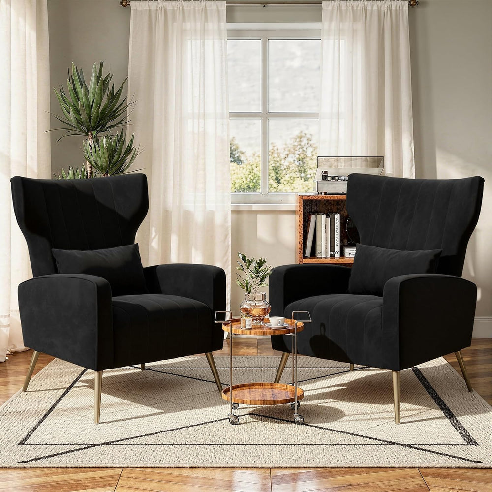 Luxanimarion Velvet Accent Chair Wingback for Living Room, High Back Arm Chai...
