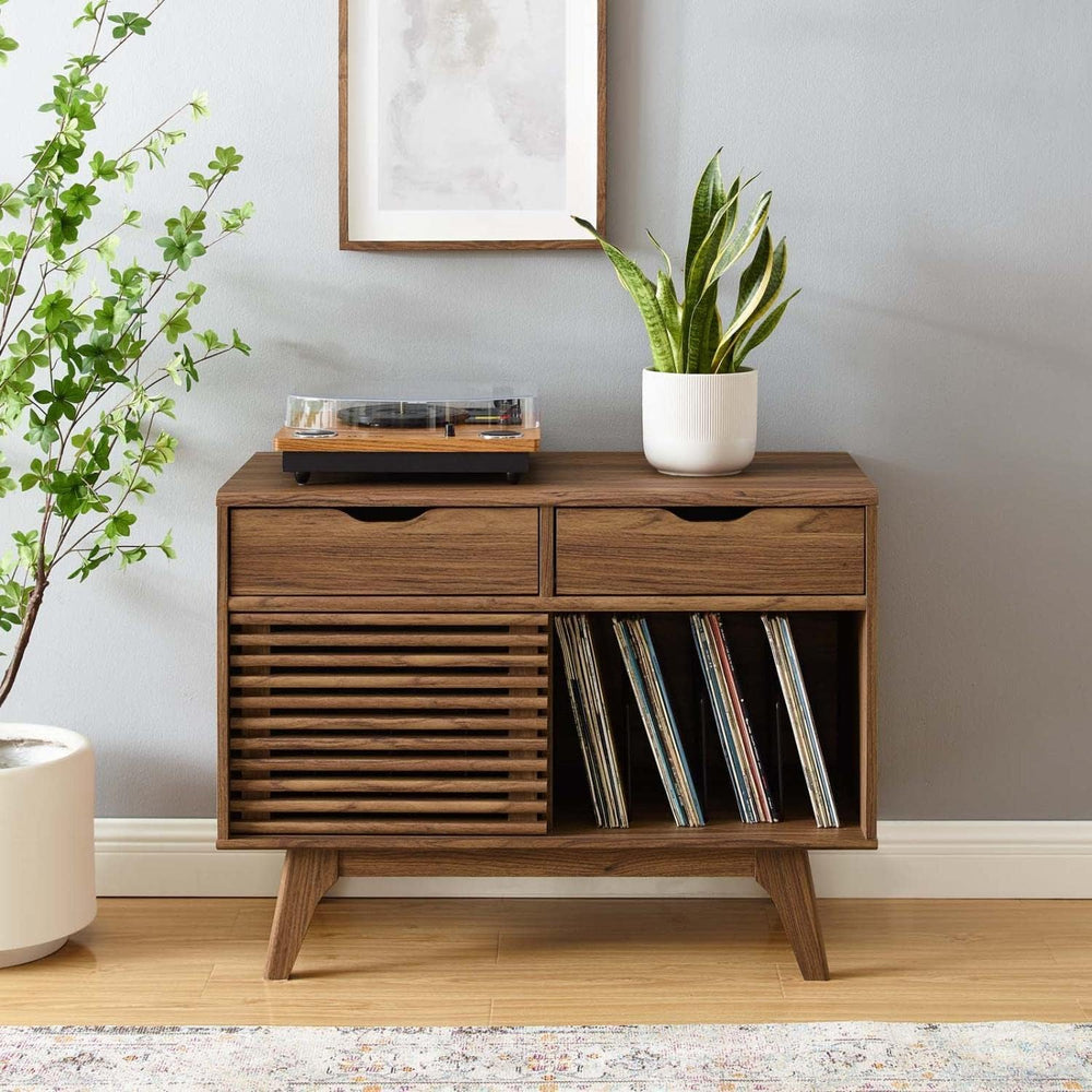 Modway Render Mid-Century Modern Vinyl Record Storage Display Cabinet, 37 Inc...