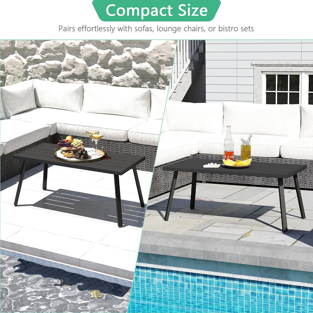 Helios&Hestia Small Rectangle Iron Outdoor Coffee Side End Table for Pati...