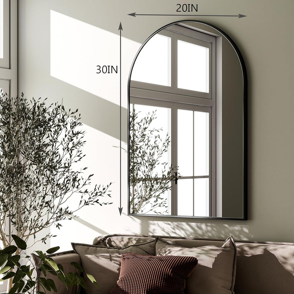 HARRITPURE 20"x30" Arched Bathroom Mirror Wall Mounted Black Arch Mirror