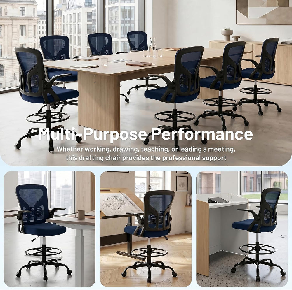 Drafting Chair for Standing Desk, Tall Office Chair with 22"-30" Se...