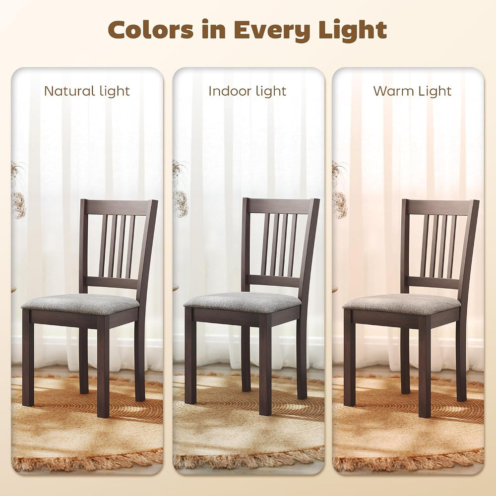 HOMCOM Dining Chairs Set of 2 Upholstered Kitchen Chairs Slat Back Espresso
