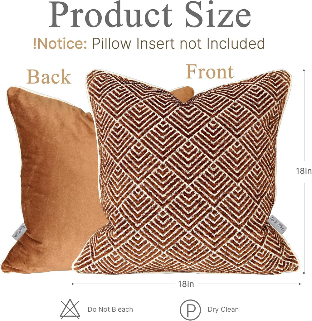 Brown Decorative Throw Pillow Covers 18"x18"