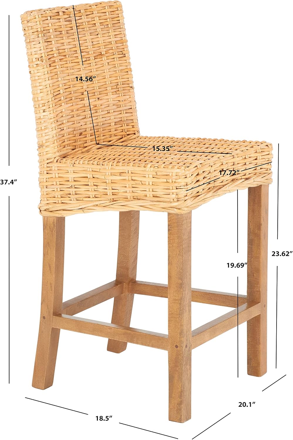 SAFAVIEH Tobie Wood Counter Bar Stool, 23.62" Seat BST6501A