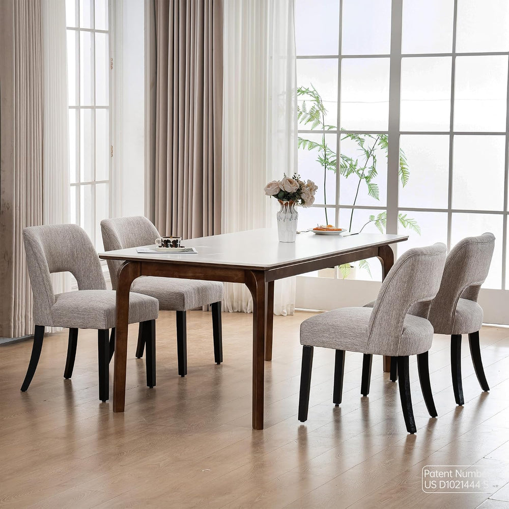 VKNOW Dining Chairs Set of 4, Fabric Dining Chairs, Grey-Black Legs