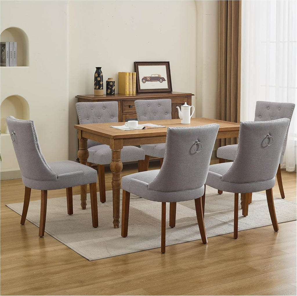 Dining Chairs Set of 4, Modern Kitchen Chairs with Back, Light Grey