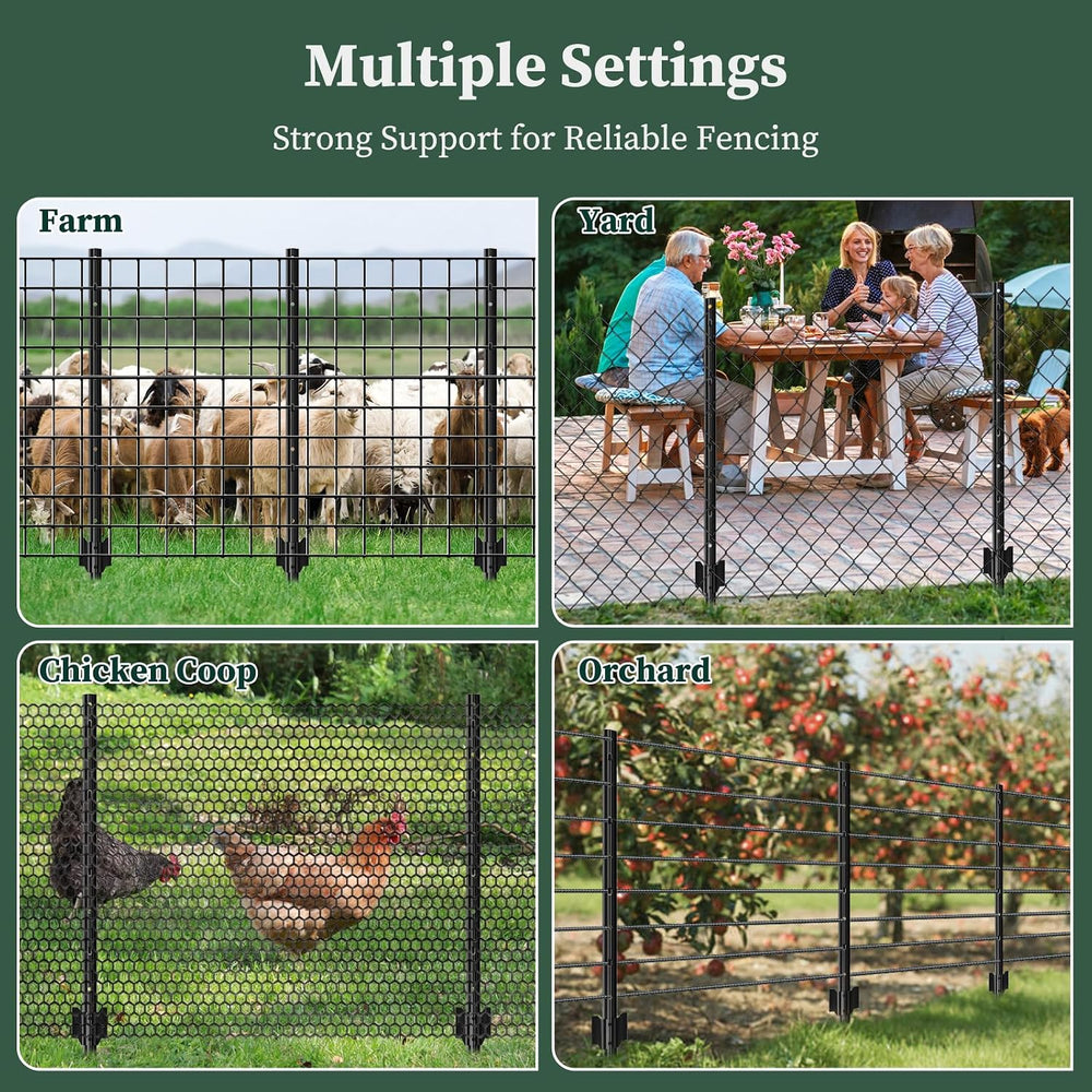 Metal Fence Posts for Wire Fencing,Heavy Duty U Post 4 FT Black