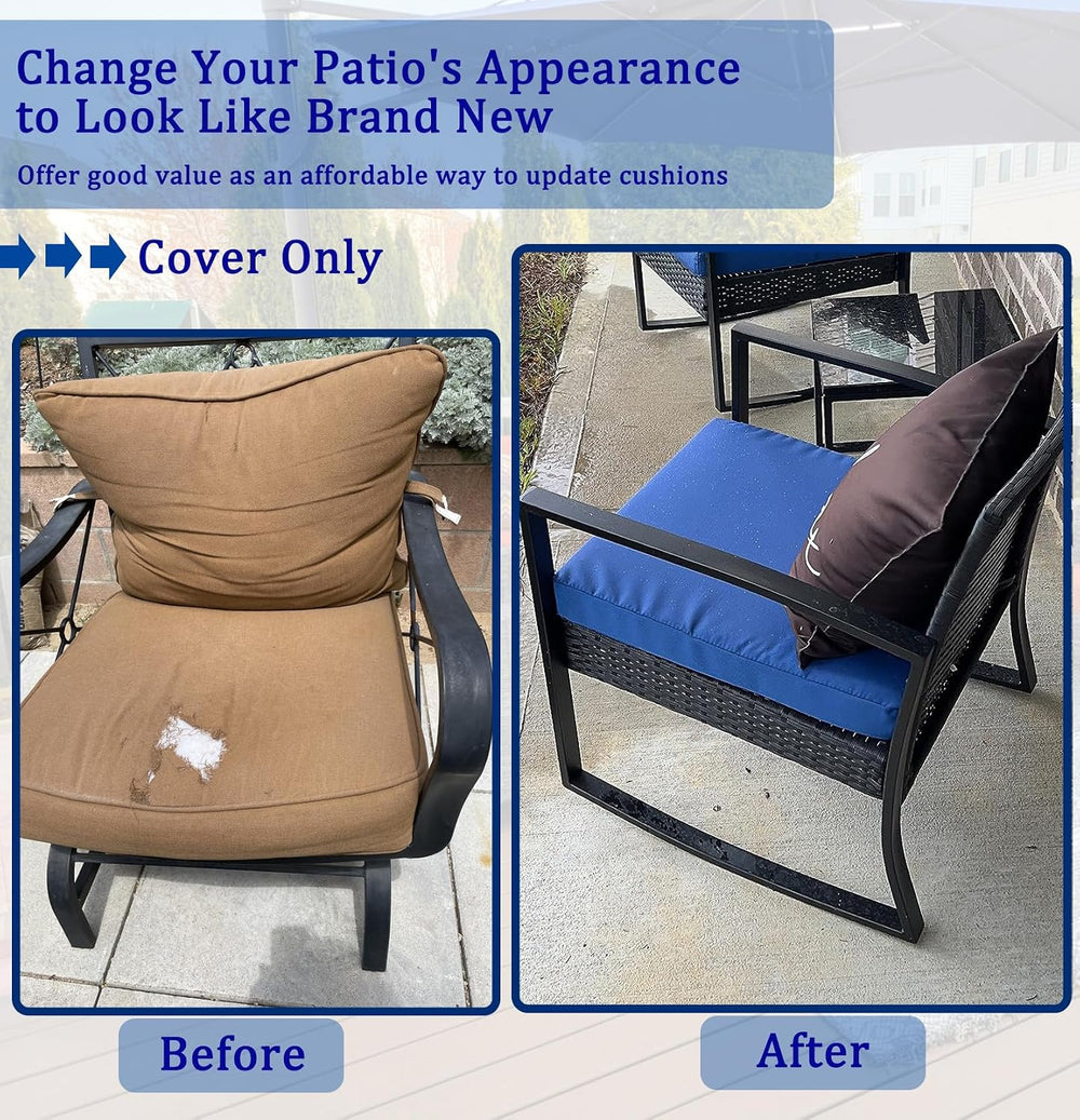 Oslimea Outdoor Cushion Covers Replacement 20x20x2 inch, Blue, 4 Pack