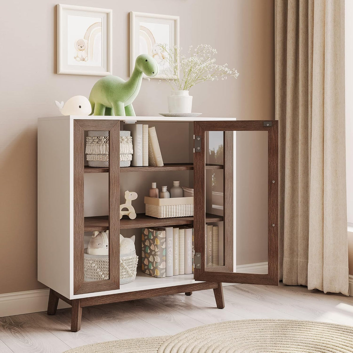 BELLEZE 31" Storage Cabinet-Brown