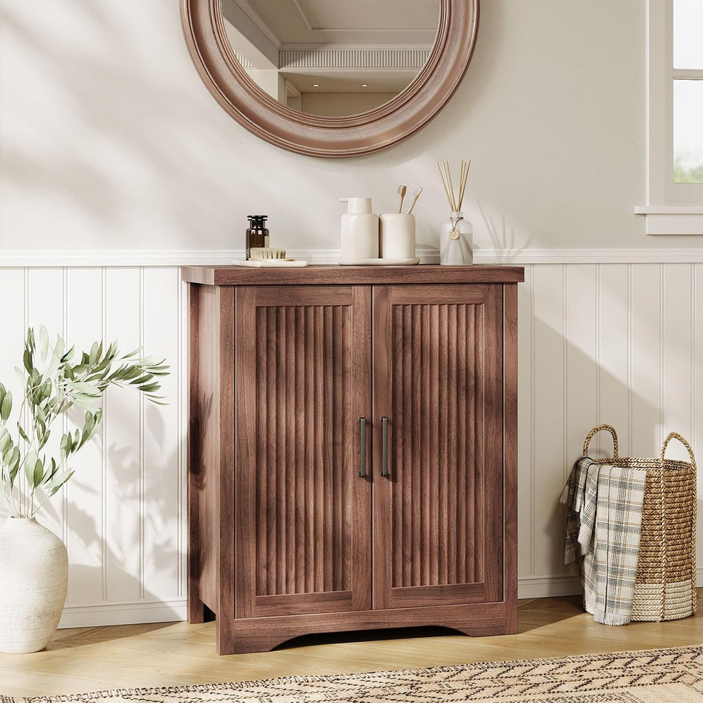 Memobarco 29" Fluted Sideboard Buffet Cabinet with Storage,Walnut