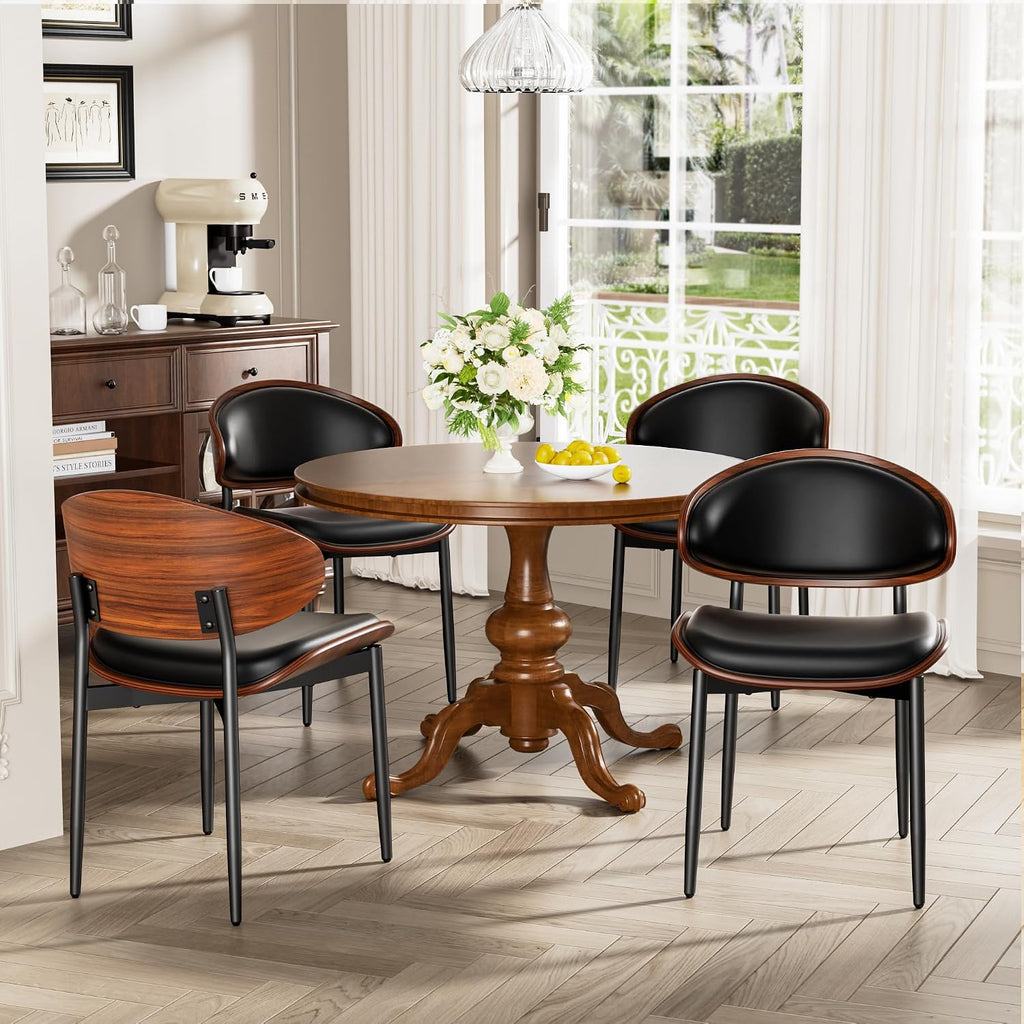 YaFiti Dining Chairs Set of 2, Mid Century Modern PU Leather Kitchen Chairs