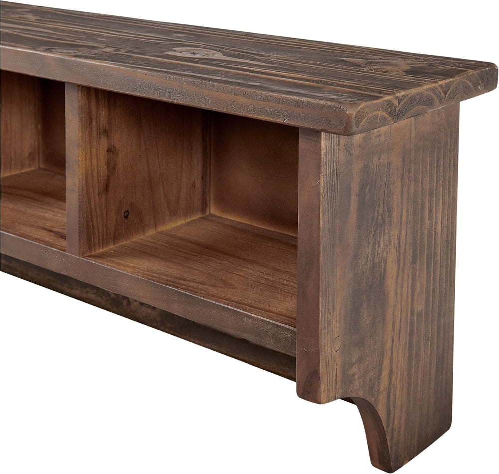 Pomona Solid Wood Entryway Coat Rack with Cubbies, Rustic Brown, 48”