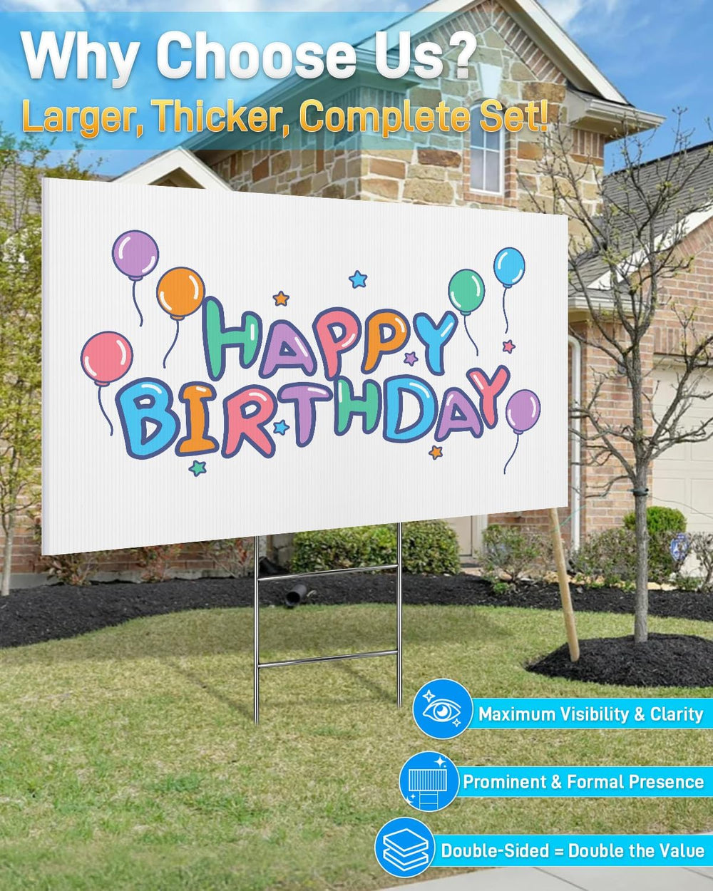 Mulctun 24"x36" 5mm Blank Yard Signs with Stakes,6Pcs Corrugated Pl...