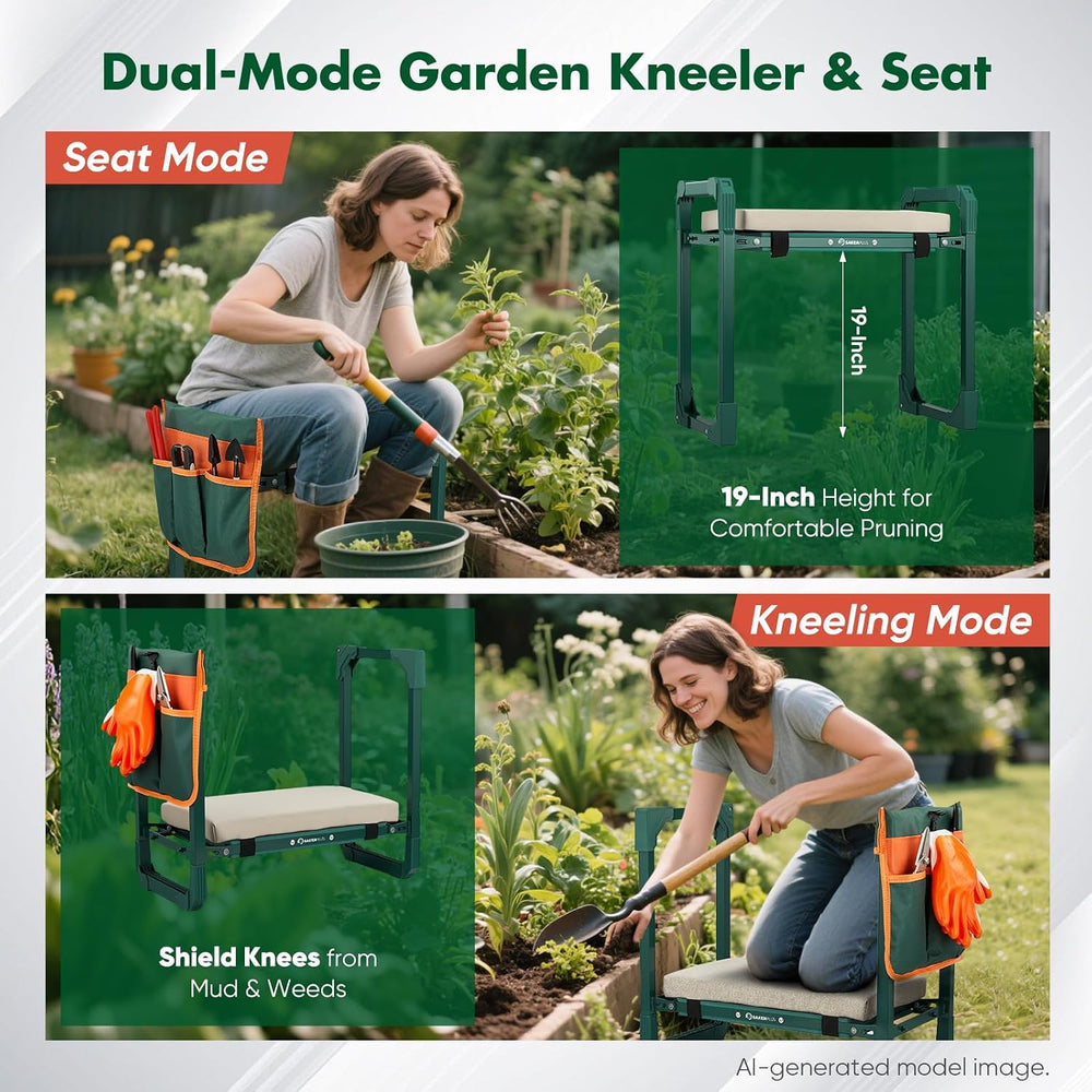 Sakerplus Garden Kneeler and Seat,Heavy Duty Foldable Garden Stool and Garden...