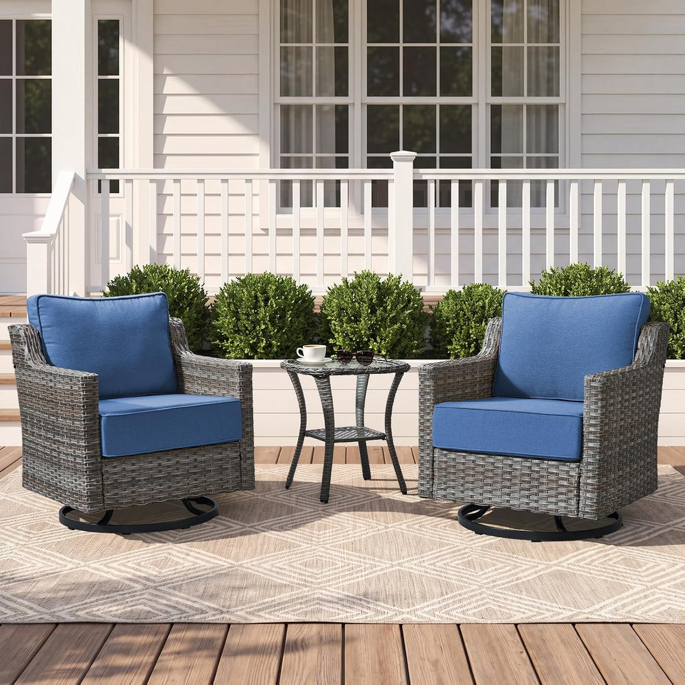 Luxury Outdoor Swivel Rocker Patio Chairs-3 Piece Wicker Patio Rocking Chairs...